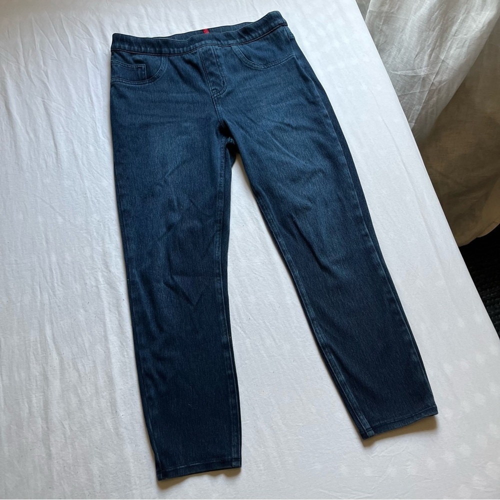 SPANX dark blue denim cropped jeggings leggings